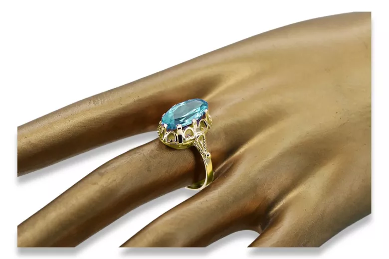 Ring Aquamarin 14 Karat Gelbgold Vintage vrc134y